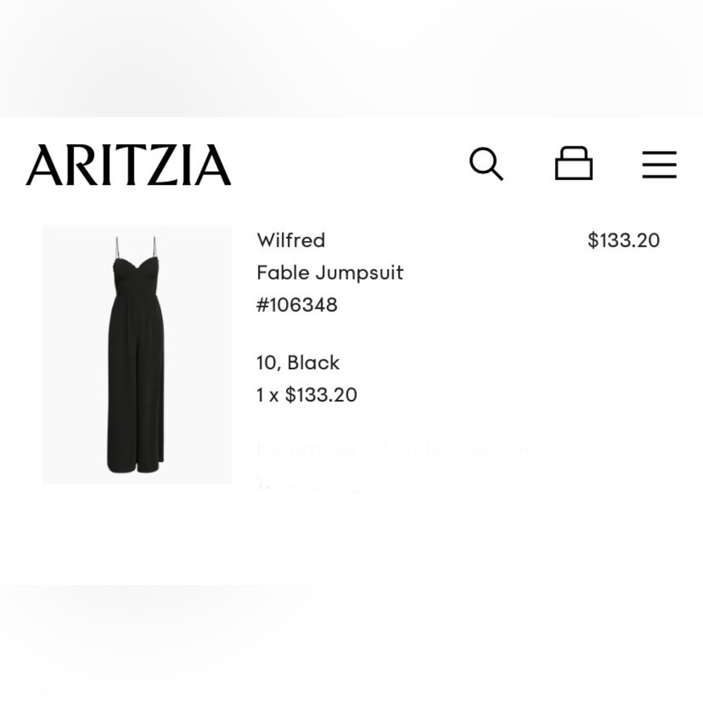 Aritzia Fable Jumpsuit - NWT - Black size 10